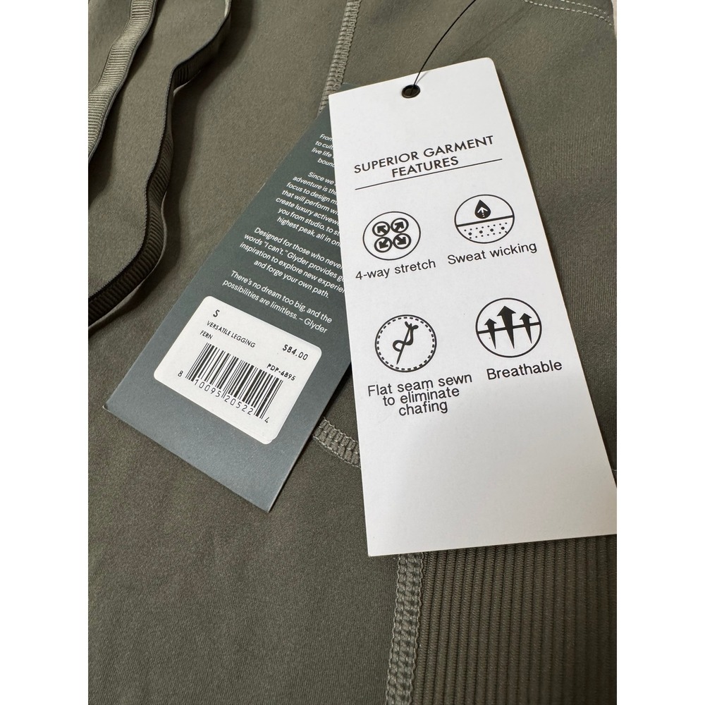 Glyder Versatile Legging Fern Green Ribbed Pocket Yoga Athletic Pants NWT Small - Picture 4 of 7